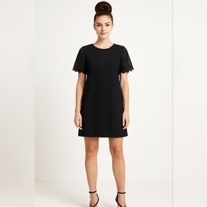 NANETTE LEPORE 2 Black Lace A Line Dress Eyelet Texture Lined Classic Zip Back